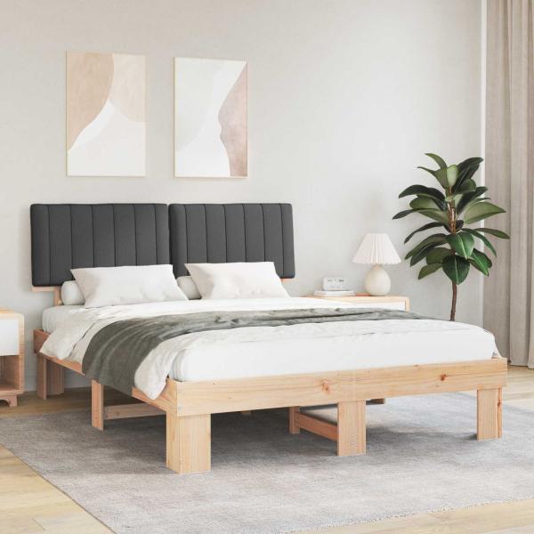 ARDEBO.de - Bettgestell mit gepolstertem Kopfteil Dunkelgrau 150 x 200 cm