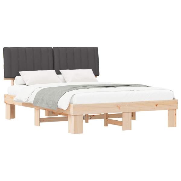 Bettgestell mit gepolstertem Kopfteil Dunkelgrau 150 x 200 cm