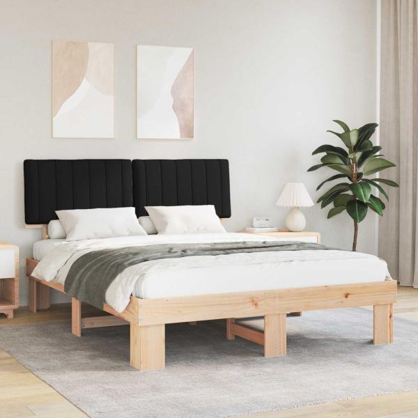 ARDEBO.de - Bettgestell mit gepolstertem Kopfteil Schwarz 150 x 200 cm