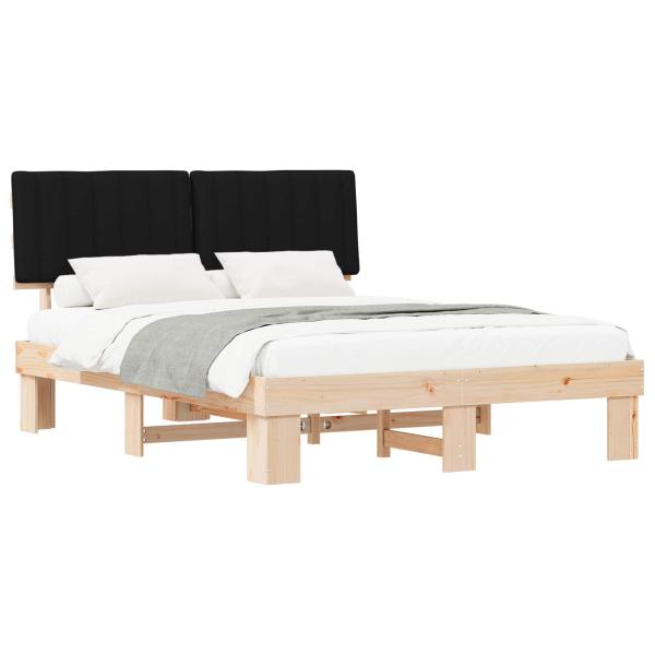 Bettgestell mit gepolstertem Kopfteil Schwarz 150 x 200 cm