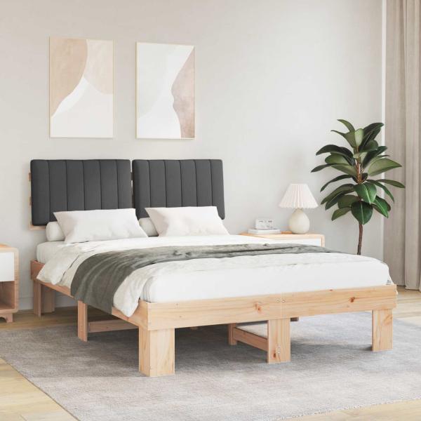 ARDEBO.de - Bettgestell mit gepolstertem Kopfteil Dunkelgrau 140 x 190 cm