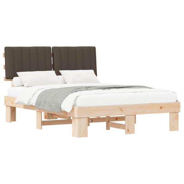 Bettgestell mit gepolstertem Kopfteil Taupe 140 x 190 cm