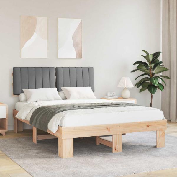 ARDEBO.de - Bettgestell mit gepolstertem Kopfteil Hellgrau 135 x 190 cm