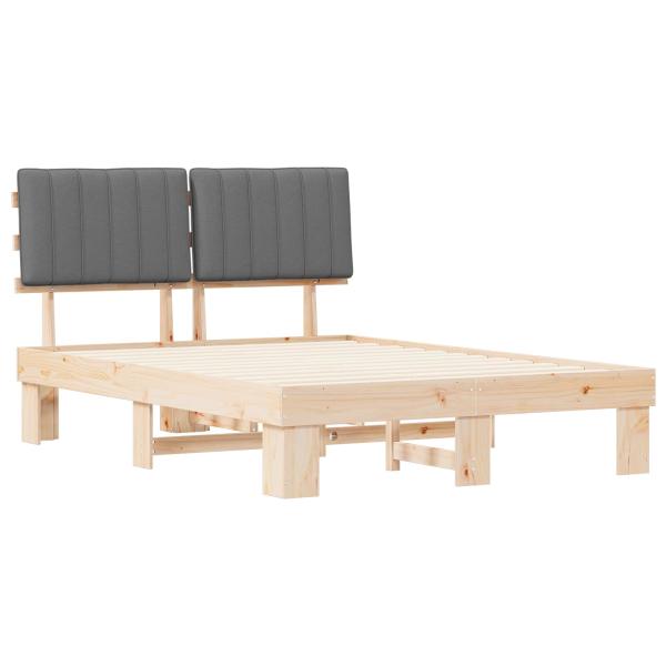 Bettgestell mit gepolstertem Kopfteil Hellgrau 135 x 190 cm