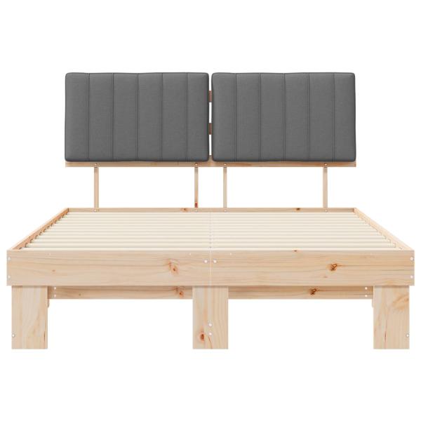 Bettgestell mit gepolstertem Kopfteil Hellgrau 135 x 190 cm