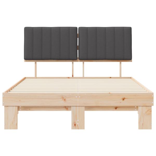 Bettgestell mit gepolstertem Kopfteil Dunkelgrau 135 x 190 cm