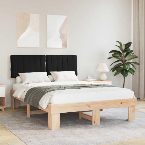 ARDEBO.de - Bettgestell mit gepolstertem Kopfteil Schwarz 135 x 190 cm
