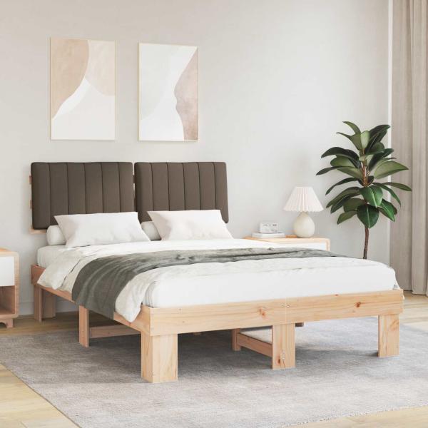 ARDEBO.de - Bettgestell mit gepolstertem Kopfteil Taupe 135 x 190 cm