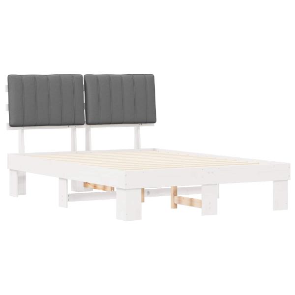 Bettgestell mit gepolstertem Kopfteil Hellgrau 135 x 190 cm