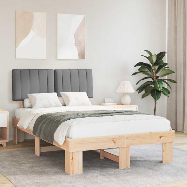 ARDEBO.de - Bettgestell mit gepolstertem Kopfteil Hellgrau 120 x 190 cm