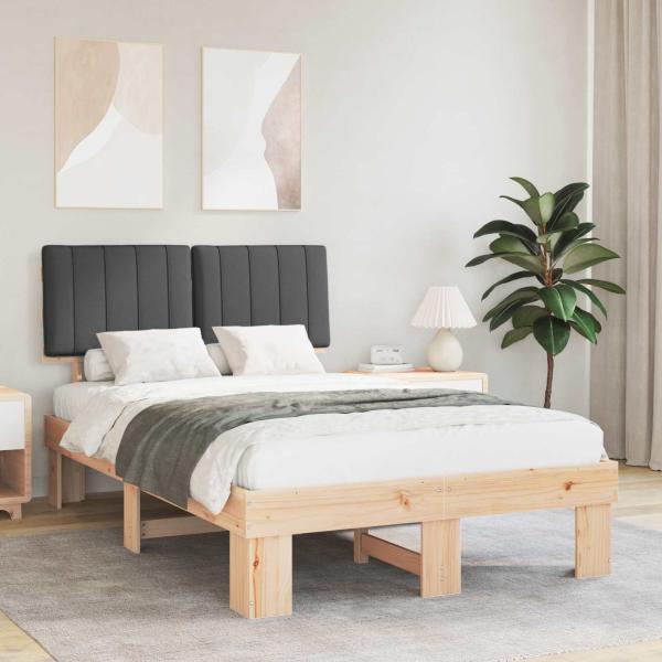 ARDEBO.de - Bettgestell mit gepolstertem Kopfteil Dunkelgrau 120 x 190 cm
