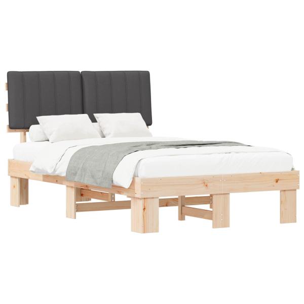 Bettgestell mit gepolstertem Kopfteil Dunkelgrau 120 x 190 cm
