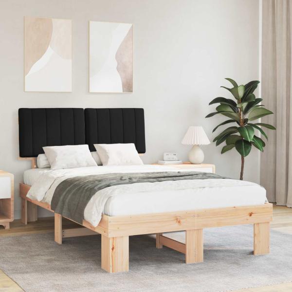 ARDEBO.de - Bettgestell mit gepolstertem Kopfteil Schwarz 120 x 190 cm