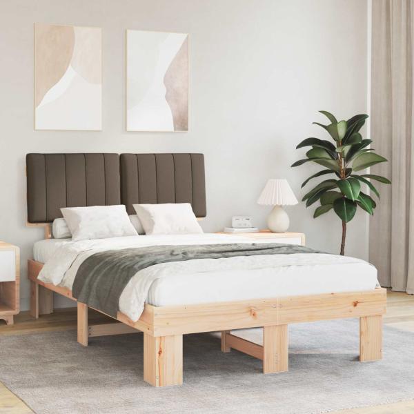 ARDEBO.de - Bettgestell mit gepolstertem Kopfteil Taupe 120 x 190 cm