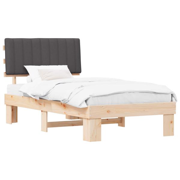Bettgestell mit gepolstertem Kopfteil Dunkelgrau 100 x 200 cm