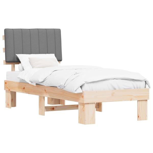 Bettgestell mit gepolstertem Kopfteil Hellgrau 80 x 200 cm