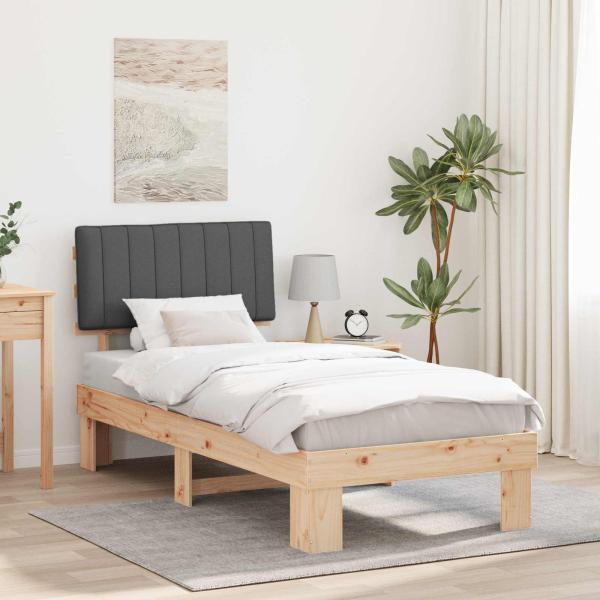 ARDEBO.de - Bettgestell mit gepolstertem Kopfteil Dunkelgrau 90 x 190 cm