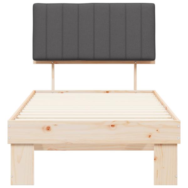 Bettgestell mit gepolstertem Kopfteil Dunkelgrau 90 x 190 cm