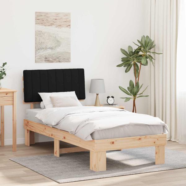 ARDEBO.de - Bettgestell mit gepolstertem Kopfteil Schwarz 90 x 190 cm