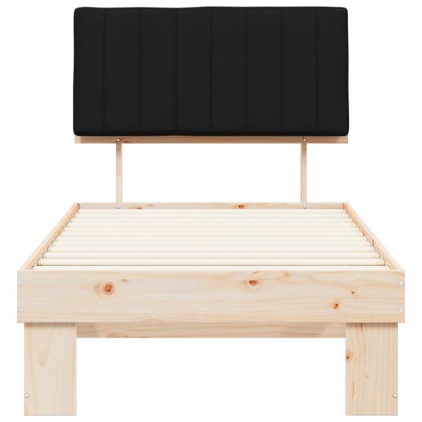 Bettgestell mit gepolstertem Kopfteil Schwarz 90 x 190 cm