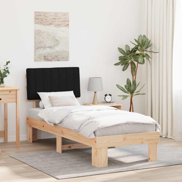 ARDEBO.de - Bettgestell mit gepolstertem Kopfteil Schwarz 75 x 190 cm