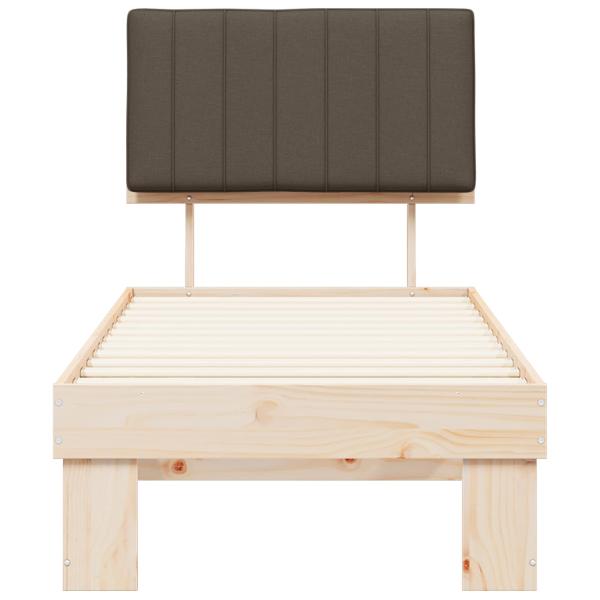 Bettgestell mit gepolstertem Kopfteil Taupe 75 x 190 cm