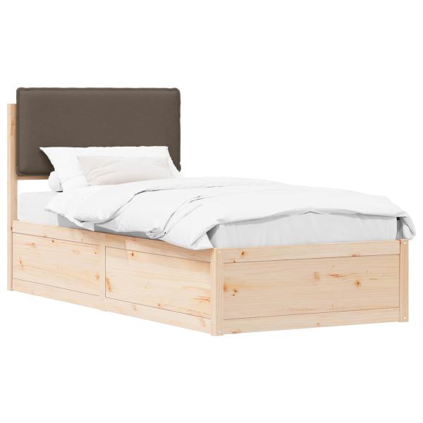 Bettgestell mit gepolstertem Kopfteil Taupe 90 x 200 cm
