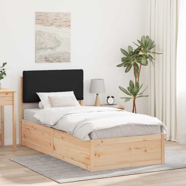 ARDEBO.de - Bettgestell mit gepolstertem Kopfteil Schwarz 75 x 190 cm