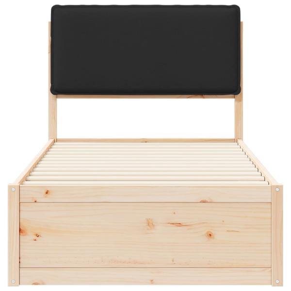 Bettgestell mit gepolstertem Kopfteil Schwarz 75 x 190 cm