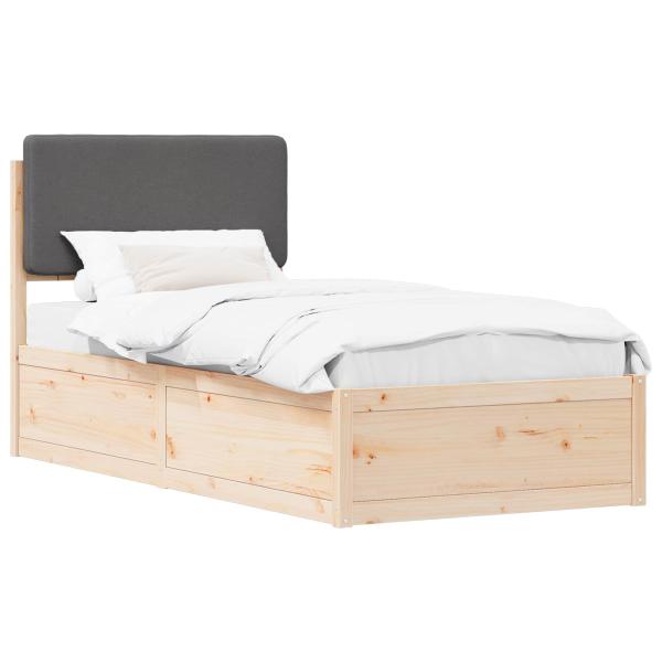 Bettgestell mit gepolstertem Kopfteil Dunkelgrau 90 x 200 cm