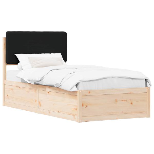 Bettgestell mit gepolstertem Kopfteil Schwarz 90 x 200 cm
