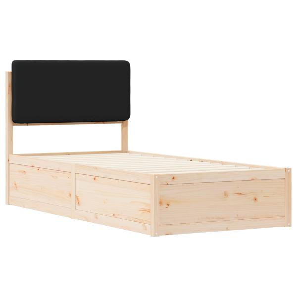 Bettgestell mit gepolstertem Kopfteil Schwarz 90 x 200 cm