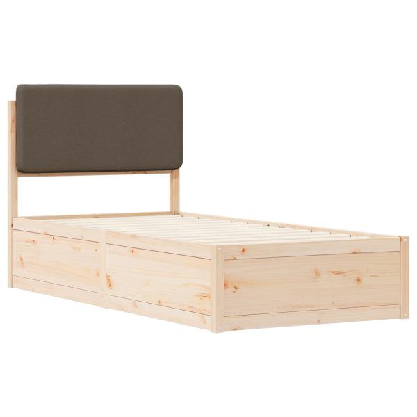 Bettgestell mit gepolstertem Kopfteil Taupe 90 x 200 cm