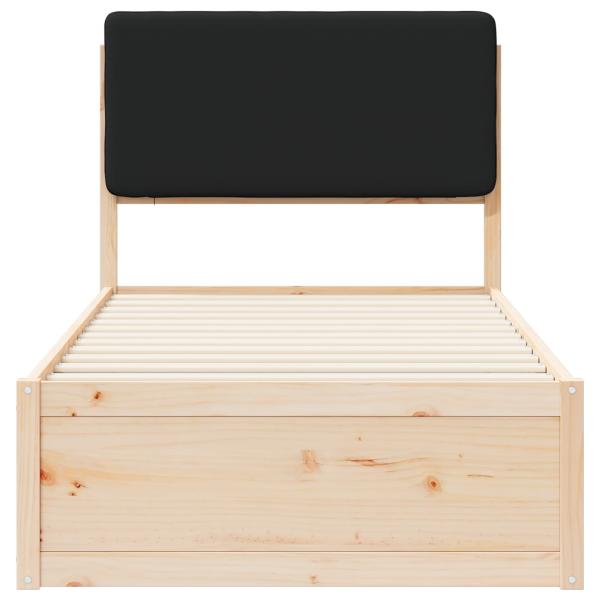 Bettgestell mit gepolstertem Kopfteil Schwarz 90 x 190 cm