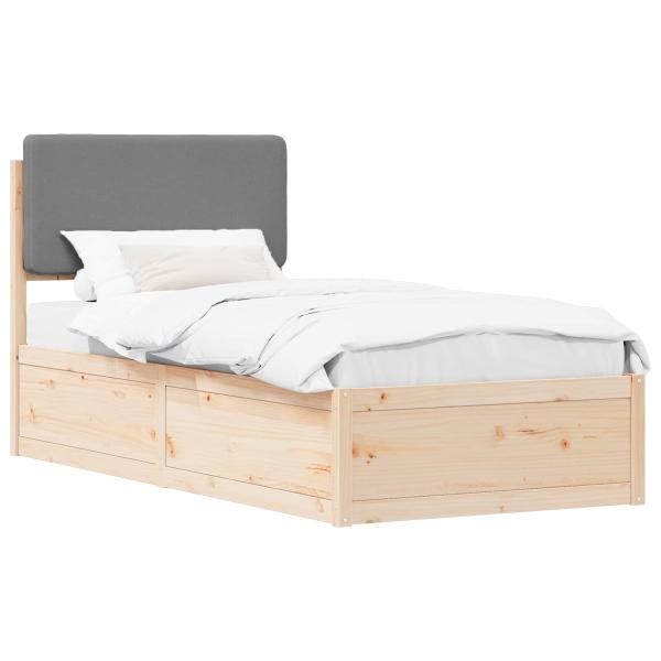 Bettgestell mit gepolstertem Kopfteil Hellgrau 75 x 190 cm