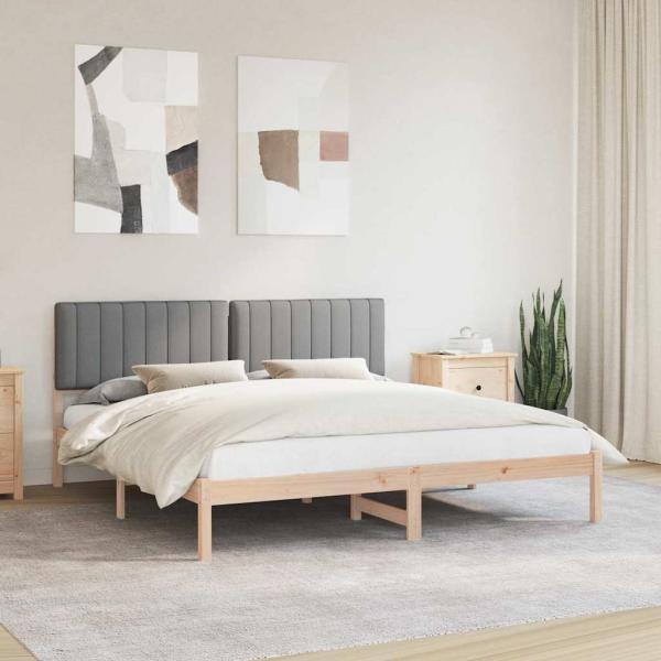 ARDEBO.de - Bettgestell mit gepolstertem Kopfteil Hellgrau 180 x 200 cm