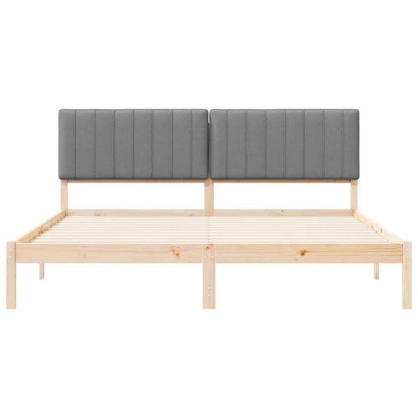 Bettgestell mit gepolstertem Kopfteil Hellgrau 180 x 200 cm