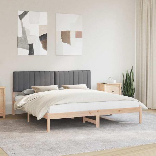 ARDEBO.de - Bettgestell mit gepolstertem Kopfteil Dunkelgrau 180 x 200 cm