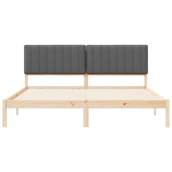 Bettgestell mit gepolstertem Kopfteil Dunkelgrau 180 x 200 cm
