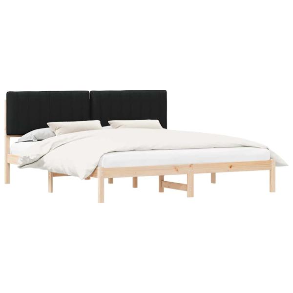 ARDEBO.de - Bettgestell mit gepolstertem Kopfteil Schwarz 180 x 200 cm
