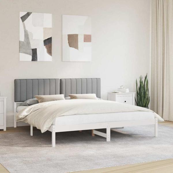 ARDEBO.de - Bettgestell mit gepolstertem Kopfteil Hellgrau 180 x 200 cm