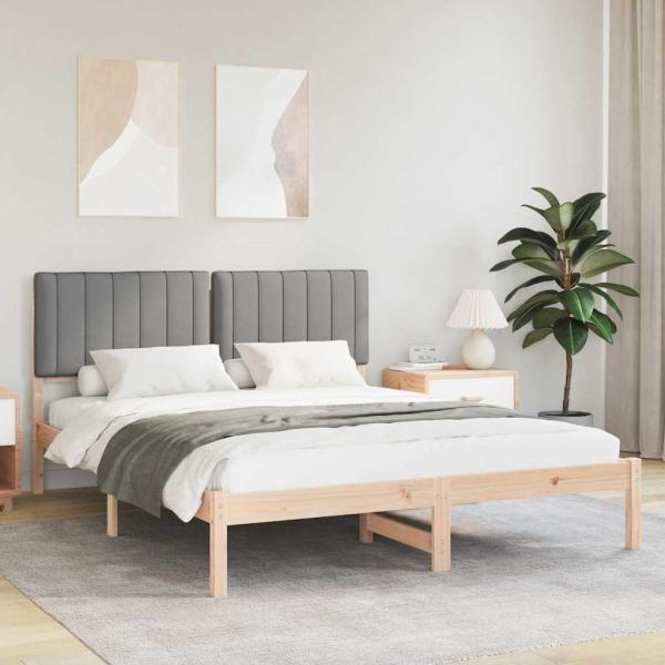 ARDEBO.de - Bettgestell mit gepolstertem Kopfteil Hellgrau 150 x 200 cm
