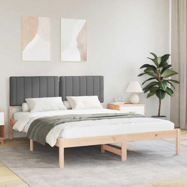 ARDEBO.de - Bettgestell mit gepolstertem Kopfteil Dunkelgrau 150 x 200 cm