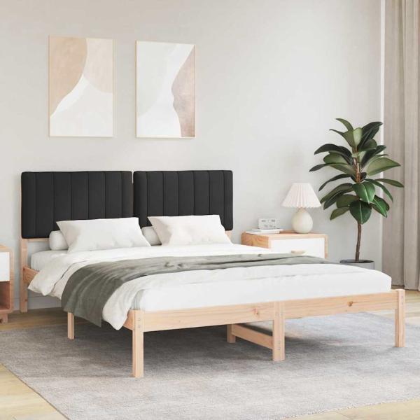 ARDEBO.de - Bettgestell mit gepolstertem Kopfteil Schwarz 150 x 200 cm