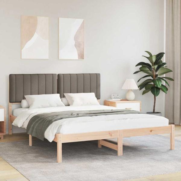 ARDEBO.de - Bettgestell mit gepolstertem Kopfteil Taupe 150 x 200 cm