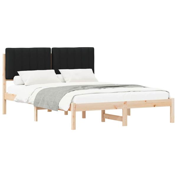 Bettgestell mit gepolstertem Kopfteil Schwarz 140 x 200 cm