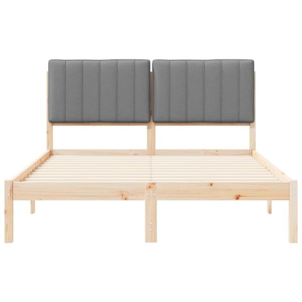 Bettgestell mit gepolstertem Kopfteil Hellgrau 140 x 190 cm