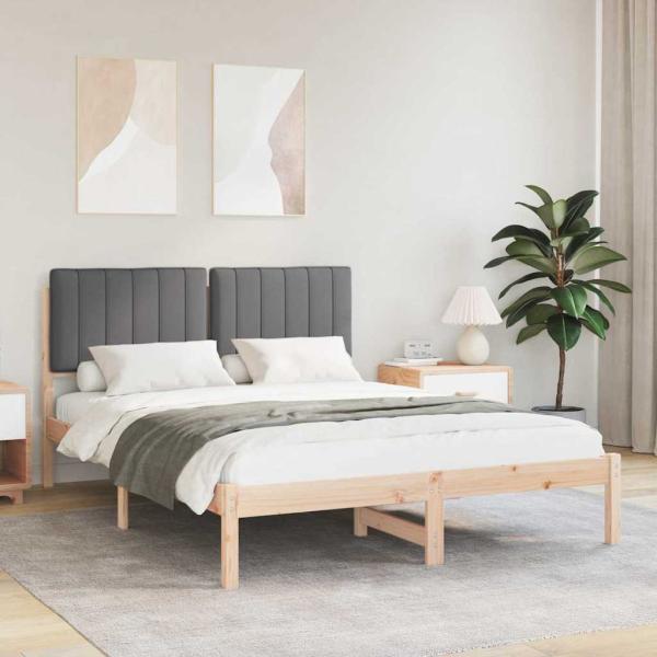 ARDEBO.de - Bettgestell mit gepolstertem Kopfteil Dunkelgrau 135 x 190 cm