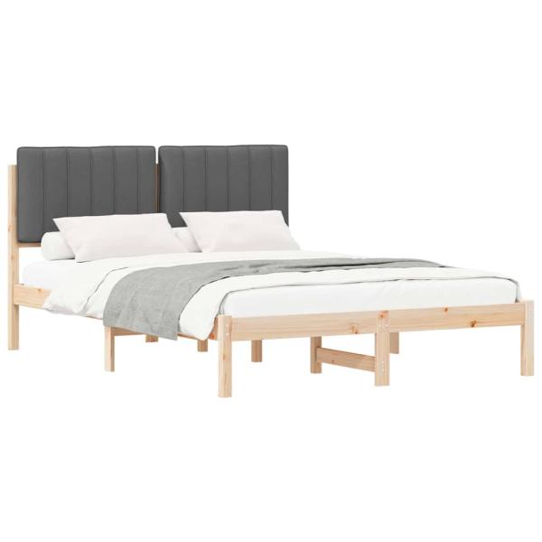Bettgestell mit gepolstertem Kopfteil Dunkelgrau 135 x 190 cm