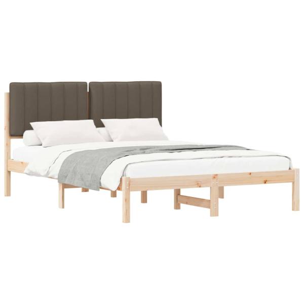 Bettgestell mit gepolstertem Kopfteil Taupe 135 x 190 cm